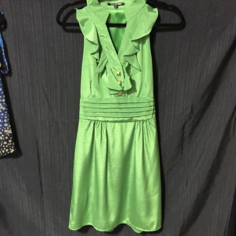 Gianni Bini Sleeveless Dress Green Metallic Size6 R‎ 006